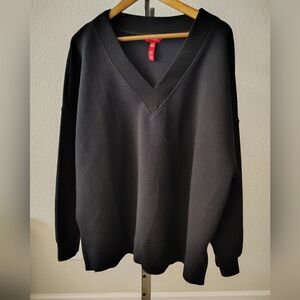 Spanx Women's Air Essentials Brushed V Neck Tunic 3X  Xxl Black